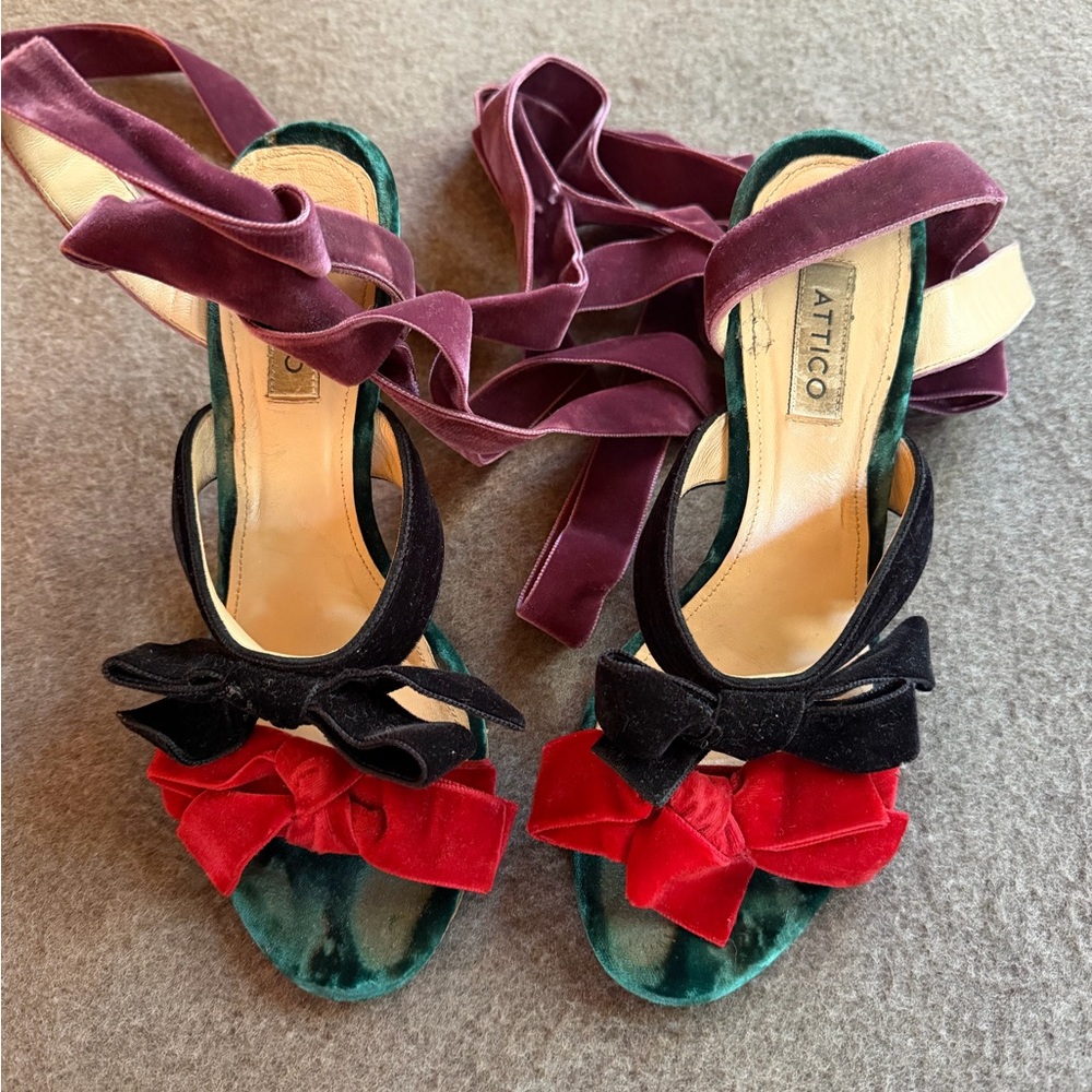 The Attico multicolor velvet bow heels - Picture 4 of 8